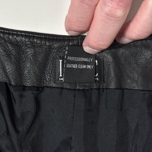 INC International Concepts Black 100% Leather Bootcut Pants High Rise Women 12 - Picture 6 of 12